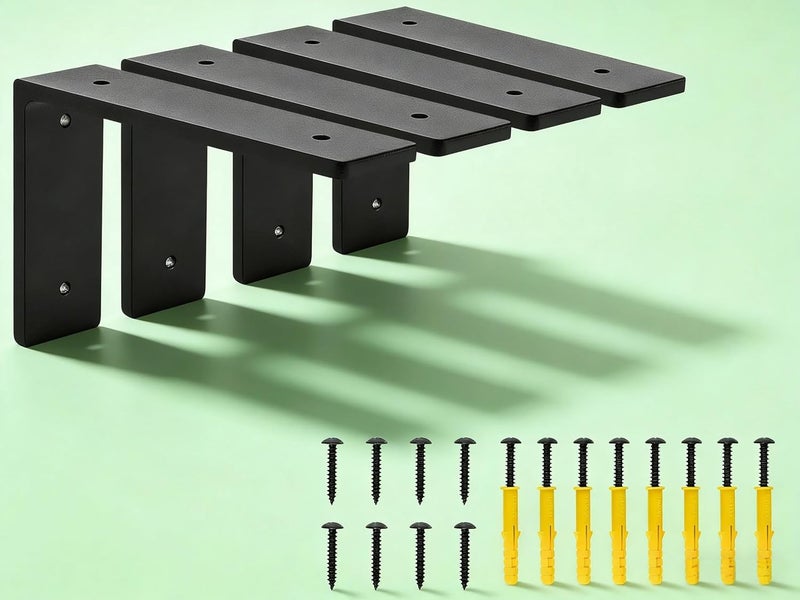 Firmetal 6"x 4"Shelf Brackets, die-cast Formation, Vertical Angle, Premium Alloy Metal Heavy Duty Shelf Bracket, high Strength Mounting Hardware Included, Corner Brace Joint,Pack of 4 ,6 INCH x4 INCH(No Beam) - Image 1